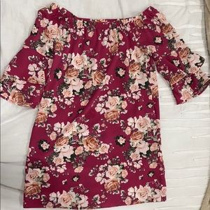 Xhilaration Pink Floral Off-The-Shoulder Dress